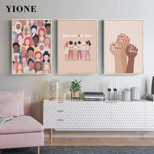 Women Power Paintings Wall Art Canvas Pink Poster Feminism Gender Equality Home Decoration Prints for Living Room Girl Bedroom
