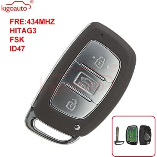Kigoauto 3 button 433Mhz ID47-PCF7938 chip for Hyundai Mistra smart remote key