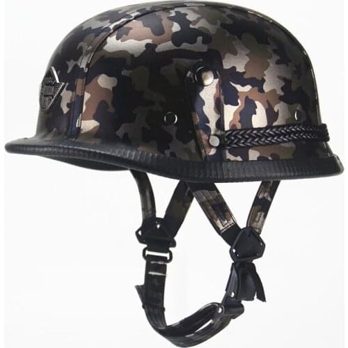 Helmet cruising retro helmet camouflage locomotive crown prince helmet battery car handmade leather protective helmet retro hat