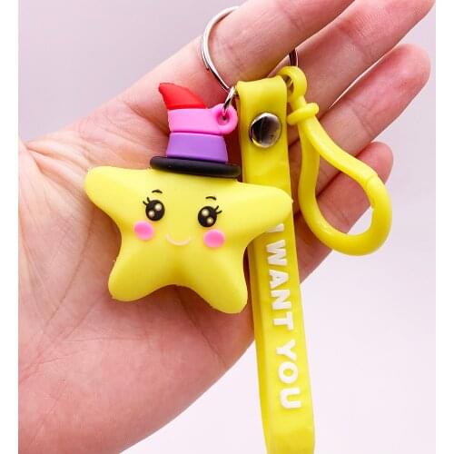 Creative Cartoon 3D Star Keychain Bag Coin Purse PVC Soft Toy Key Chain Key Ring For Boyfriend Men Key Holder Trinket Gift
