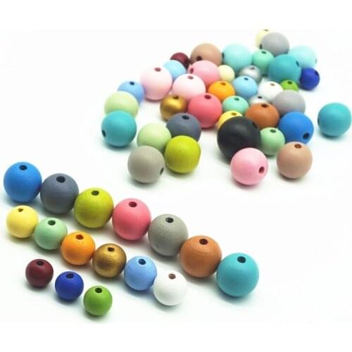 100g Multiple Specifications Diy Lotus Water Paint Color Round ball Wooden Loose Beads Jewelry Accessories Seed Beads
