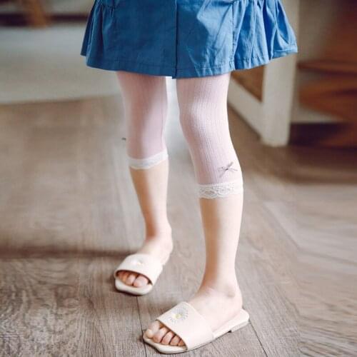 Baby Girls Lace Modal Cropped Trousers Pants Kids Home Cotton Clothing New Spring Children Pink Grey Black White Skinny Pants