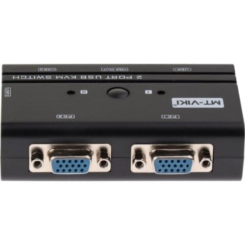 Kvm Usb Switch Splitter 2Port Sharing Switcher Selector For Projector Black