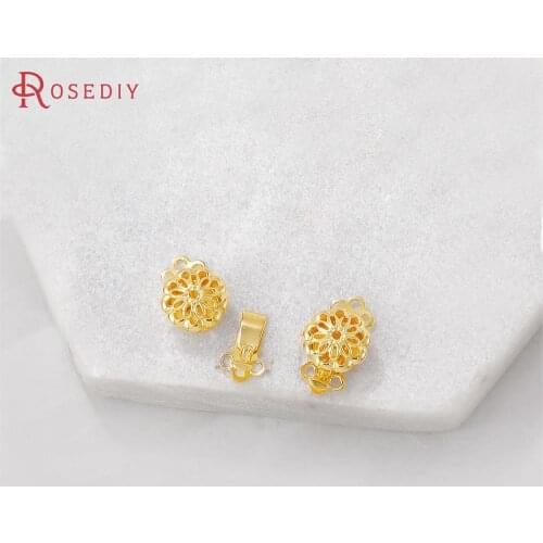 40544)6PCS 12x6MM 24K Gold Color Brass Necklaces Connect Clasps Jewelry Making Supplies Diy Findings Accessories