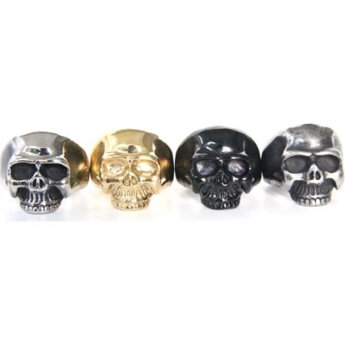 Fashion Cool Style Biker Skull Ring 316L Stainless Steel Mens Ring Punk Golden Hot Skeleton Ring