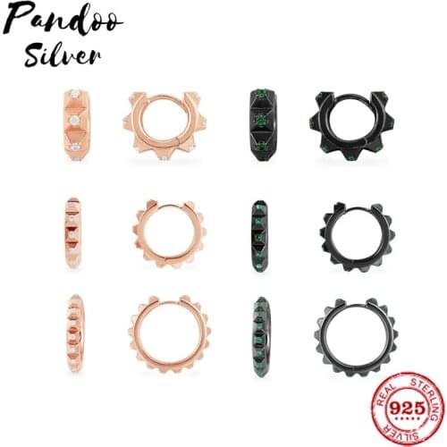 Fashion Charm Sterling Silver Copy 1:1 Replica,Pink Spikes Black Spike Hoop Earrings 2021 Luxury Jewelry Gift