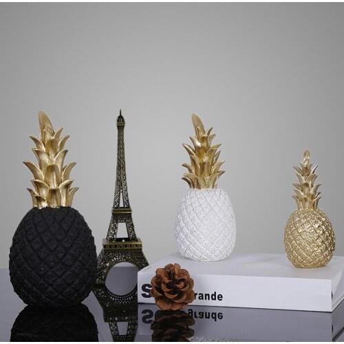 Nordic Style Modern Pineapple Ornament Craft Synthetic Resin Individual Metal Finishes Home Living Room Table Desktop Decor Gift