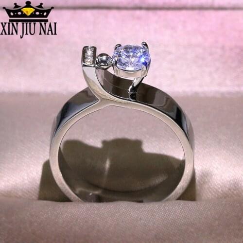 2020 new ring creative unique ladies geometric ring white minimalist crystal zircon wedding engagement ring women jewelry gift