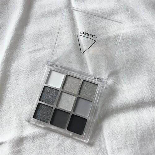 9 Colors Cool Toned Eyeshadow Palette Black Smokey Palette Matte Glitter Eyeshadow Palette Smoky Eye Shadow Eye Pigments Palett