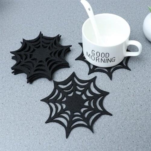 6pcs Coasters Spider Web Decorative Halloween Themed Decorarion Supplies Doilies Placemats for Store Home