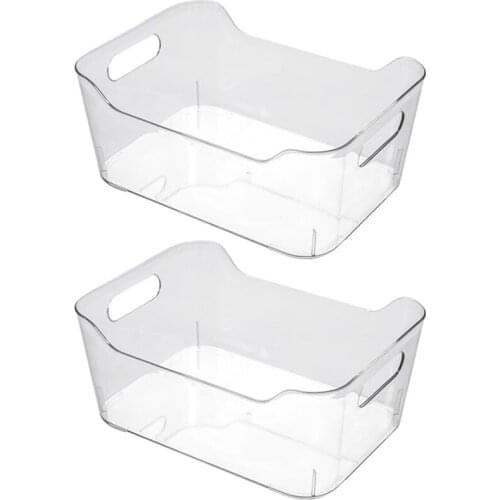 HOT Plastic Storage Bins 2 Pack Multi-Use Organizer Bins Built-In Handle Pantry Organization Home Organization
