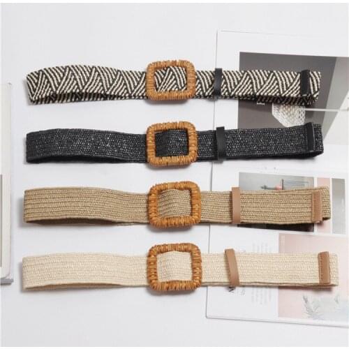 Wax Rope Braiding women belt Round Buckle Skirt Belt Womans Vintage Knitted Waist Belt Woven Female Elastic Braided Belt BZ140