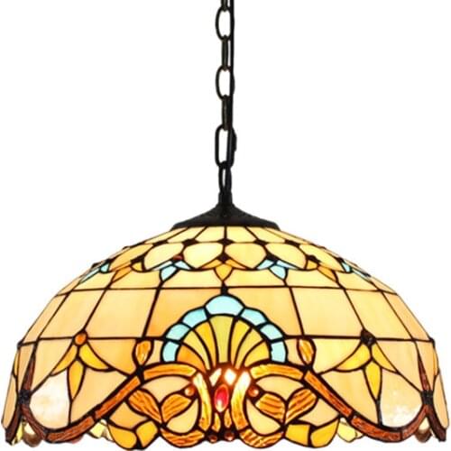 European Retro Tiffany Colorful Glass Chandelier Bar Restaurant Creative Rural Bedroom Porch Balcony Mediterranean Chandelier