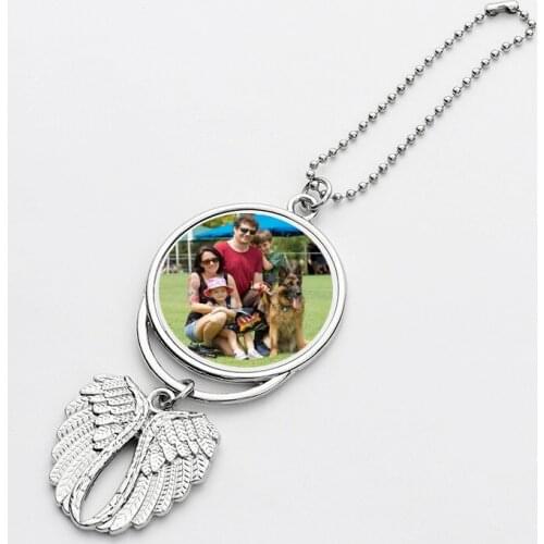 Sublimation Blanks Car Pendant Angel Wing Rearview Mirror Decoration Hanging Charm Ornaments Automobiles Interior #86510