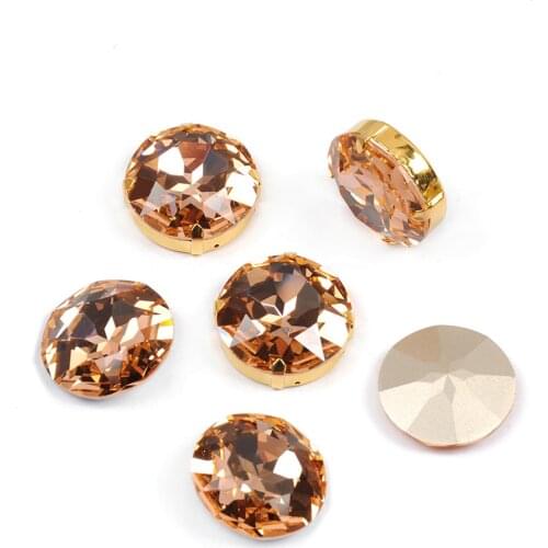 Light peach Sew On Rhinestones With Gold / Silver Claw Flatback Glass Strass Sewing Rhienstones For Jewelry Wedding Dress