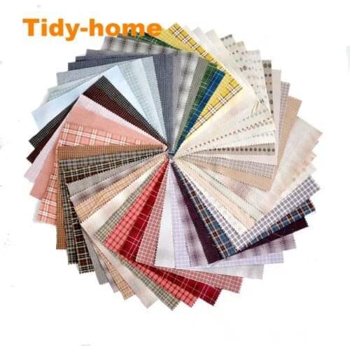 50pcs/lot 10*10cm Yarn-dyed fabric Patchwork Fabric 100% Cotton Fabric For Sewing Doll clothes Quilt cloth Bundle