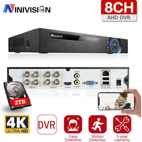 8MP 4K Video Surveillance AHD DVR Audio Face Detection 8CH 8 Channel Hybrid DVR NVR 6 in 1 H.265+ XVI TVI CVI NVR AHD DVR Xmeye