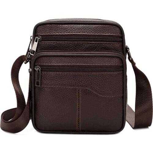 Vintage Men Small Shoulder Bag Genuine Leather Casual Mens Messenger Bags Crossbody Bags For Man Handbag Male Business Flap Bag