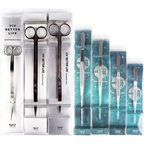 VIV Aquatic Stainless Spring Steel Plant Scissors Curved Wave Shape Cleaning Maintenance Tool ADA Quality for Aquarium