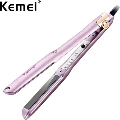 KEMEI Hair Straightener Hot Comb Hair Curler Tourmaline Ceramic Irons Hair Straightener For Women Steamer Hair Styling Tool