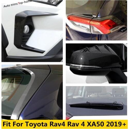 Yimaautotrims Carbon Fiber Look Exterior Refit Kit For TOYOTA RAV4 RAV 4 XA50 2019 - 2021 Front Fog / Tail Lamps / Wiper Cover