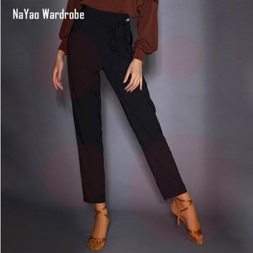 2021 New A2156 Latin Dance Dress Women Waist Striped Latin Dance Pants Ballroom Samba Tango Chacha Belly Dancing Performamnce