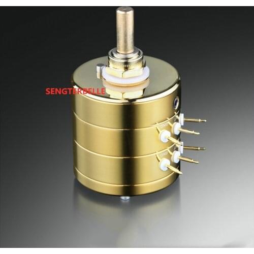 1PCS EIZZ Gold Plated Stereo Attenuator Volume Potentiometer 24 steps LOG 10K 100K 250K