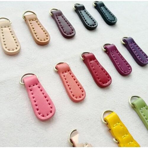 10PCS 1.4*4cm Gold D Buckle Two-layer Cowhide Zipper Puller Zipper Lock Head DIY Hand Sewing Clothing Luggage Buckle Pendant