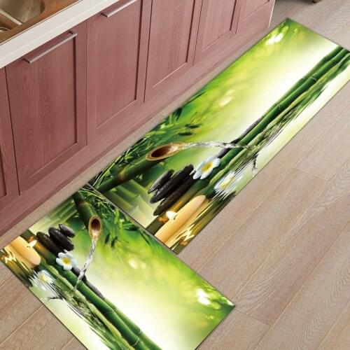 2Pcs/Set Spa Bamboo Stone Zen Kitchen Mat Modern Bath Carpet Entrance Doormat Tapete Rugs for Bedroom Prayer Pad Mats Home Decor