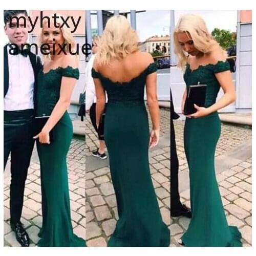 2020 Emerald Green Sexy Evening Dresses Cheap Off The Shoulder Country Garden Formal Party Custom Gowns Plus Size Event Dress