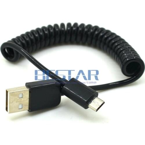 3M/10ft Retractable 90 degree usb micro usb Cabel Charge USB to Micro USB Spring Cable Data Sync Charger Cord Coiled Cabo 1M