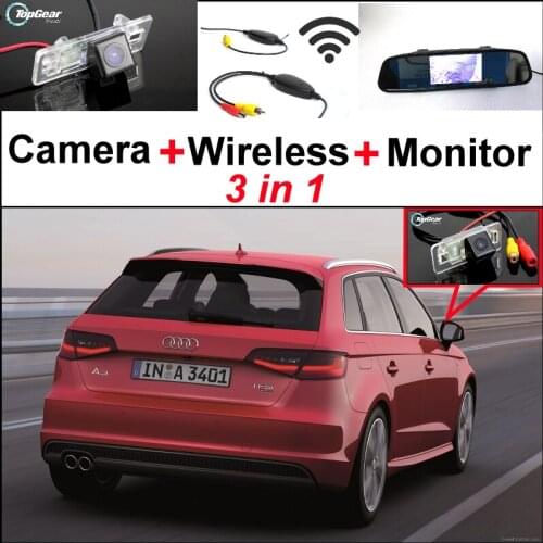 3in1 Special WiFi Camera + Wireless Receiver + Mirror Monitor Easy DIY Parking System For Audi A3 2014~2015