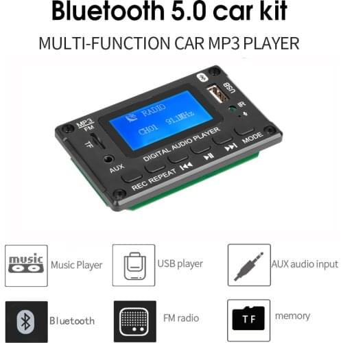 5V 12V Bluetooth MP3 Decoder Board LCD Display Decoding MP3 Player Handsfree USB Recording Audio Module FM AUX For Speaker