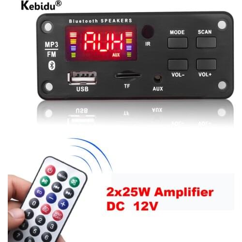 Kebidu 12V Car Radio USB TF FM Audio Module Bluetooth MP3 WMA Decoder Board Support Handsfree Call Recording MP3 Music Player