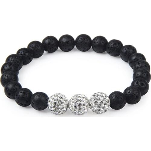 Chanfar 8mm Lava Stone Crystal Bracelets For Women Men Jewelry