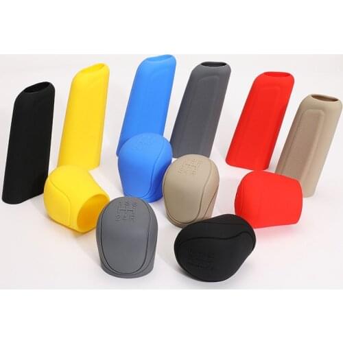 2Pc/Set Car Auto Manual Silicone Shift Gear Head Knob Cover Handbrake Hand Brake Covers Sleeve Case Skin Protector Car Styling