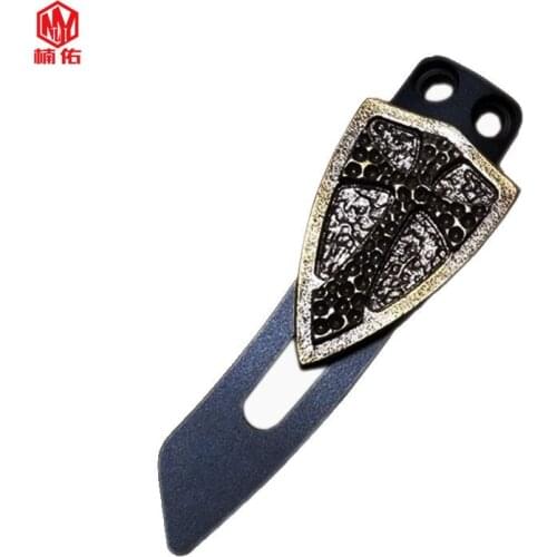 EDC Cross Belt Screw Punk Diamond Skull/Red Eye Lion/Cross Shield Clip Folding Knife Pendant Accessory Knife Beads