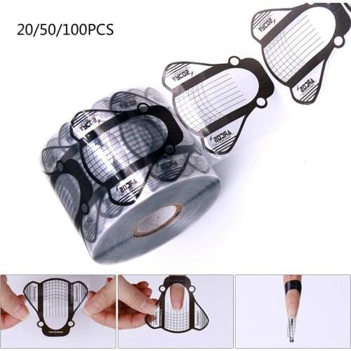 Nail Extension Form PVA 100pcs Nail Art French Acrylic UV Gel Tips Extension Builder Form Styling Guide Stencil Manicure Tools