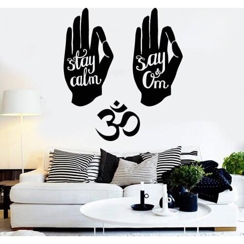 Hinduism Hand Om Symbol Hindu Yoga Quote Vinyl Wall Decal Home Decor Art Mural Removable Wall Stickers