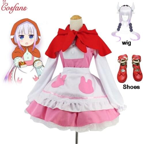 Miss Kobayashi Dragon Maid Cosplay Costume Kobayashi-san Chi no Maid Dragon Anime Cosplay Kanna Kamui Lolita Uniform Dress wig