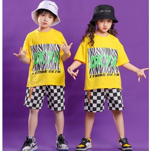 Kid Cool Hip Hop Clothing Striped Oversized T Shirt Top Running Shorts Pants For Girl Boy Jazz Dance Costume Clothes Streetwear