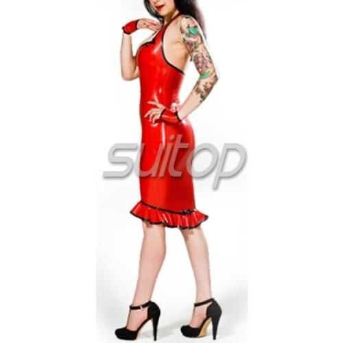 Latex black Apron Dress lolita garment