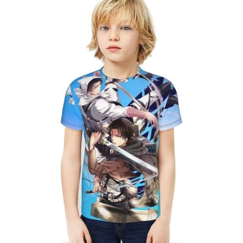 2020 Summer Fashion Attack On Titan figure T-shirt Children Boys Short Sleeves Tees Baby Kids Tops For Girls Clothes