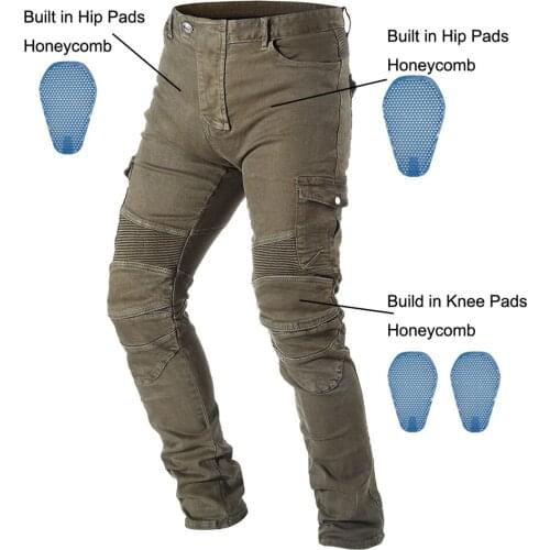 Motorcycle Riding Jeans 4 X Knee Hip Pads CE Insert Silica Gel Honeycomb Motocross Racing Pants Motorbike Cycling Protective
