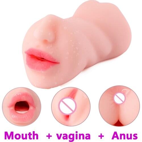 Three Hole Vagina Mouth Anal Male Masturbator realistic Pussy Blowjob Oral Silicone Pussy Pocket Artificial Sex Toys for men