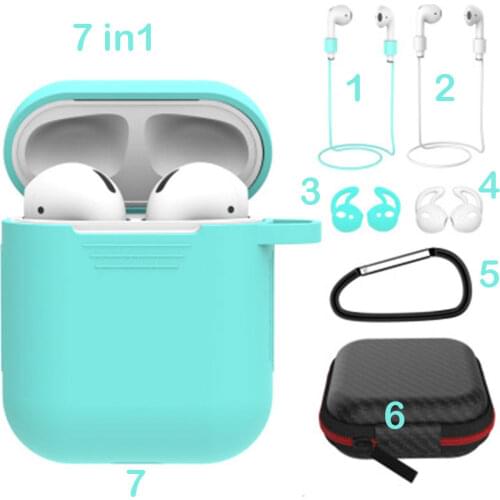 7 in1 Silicone Case For Airpods 1 2 Apple Wireless Bluetooth Earphones TWS Earbud Earphone Accessories Protective Cover