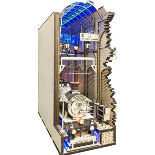 New DIY Wooden Dragon Alley Book Nook Shelf Insert Kits Miniature with Furniture Art Bookends Assembled Toys for Adults Gifts