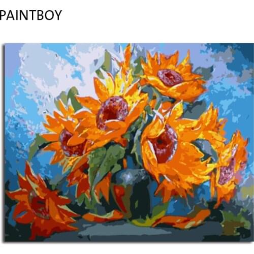 PAINTBOY Framed DIY Painting By Numbers Flowers Coloring By Numbers Hand Painted On Canvas Home Decor Wall Art
