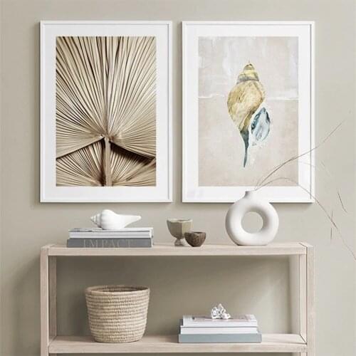 Nordic Wall Art Canvas Painting Simple Style Conch Posters Wall Wooden fan Pictures for Living Room Study Room Modern Home Decor