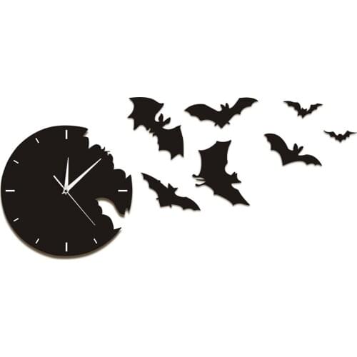 Bat Symbols Silhouette Wall Clock Modern Design A Bat Clock From The Escape Wall Watch Timepiece Halloween Bat Home Decor